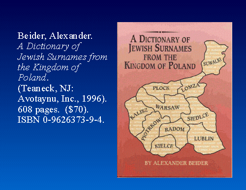 30 A Dictionary Of Jewish Surnames From The Kingdom Of Poland