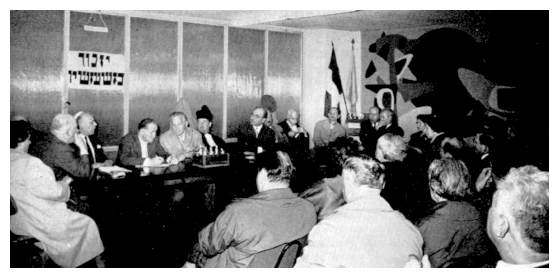 brz222a.jpg -   Presidium of the memorial evening in Paris with representatives from both societies [Israeli and Parisian]