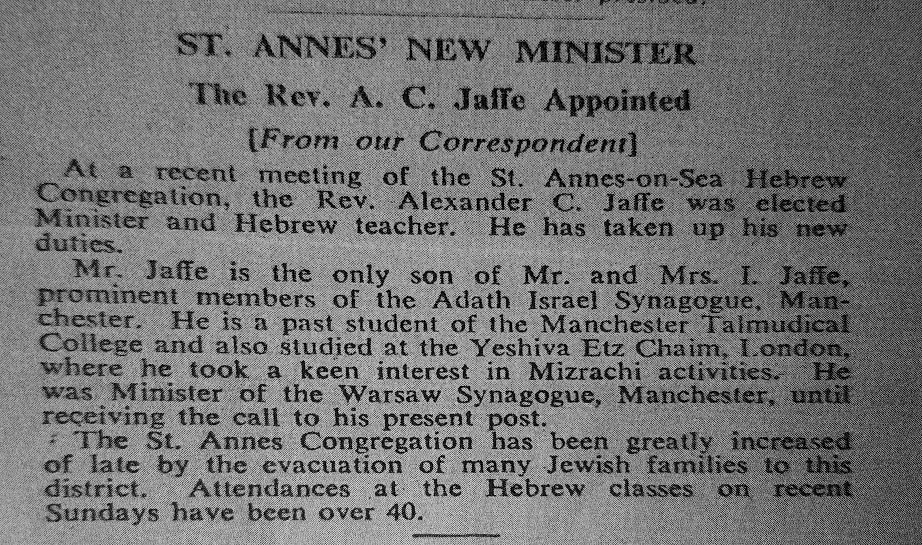 Rev. Alex Jaffe appointment St. Anne's Synagogue