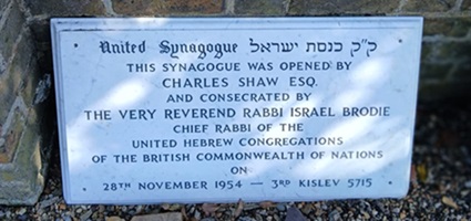 Peterborough Synagogue condecration plaque