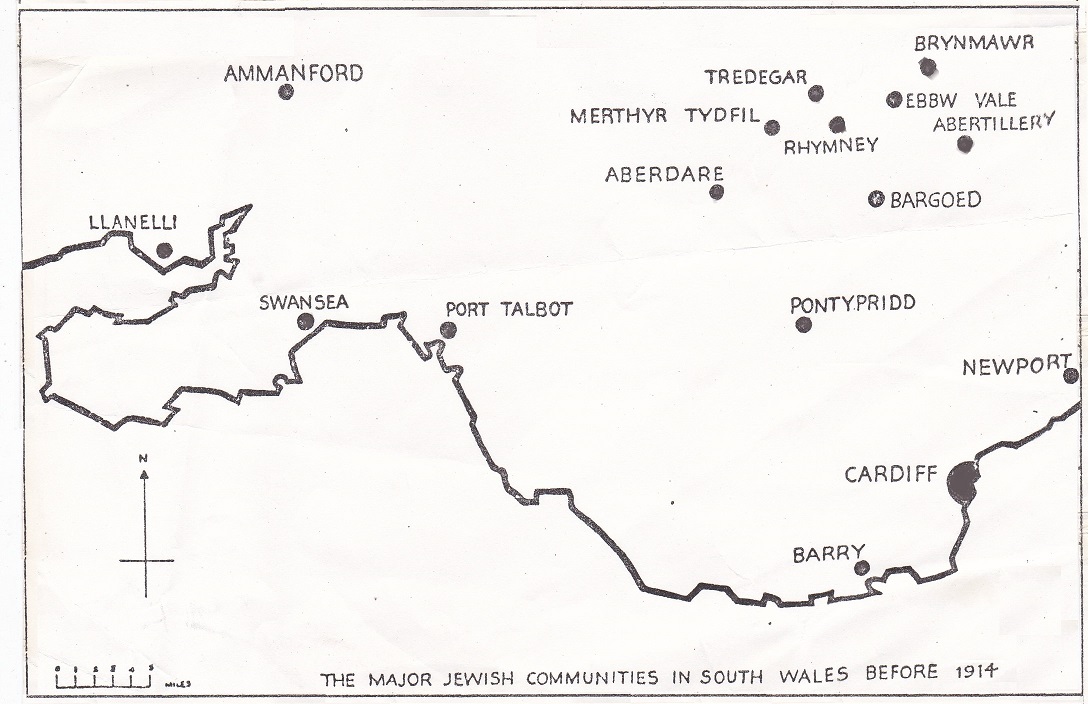 map of South Wales Jewish Communities