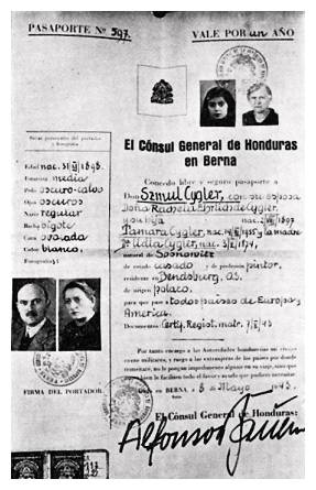 Zag276c.jpg [29 KB] - Honduran passport of Szmul Cygler and his family